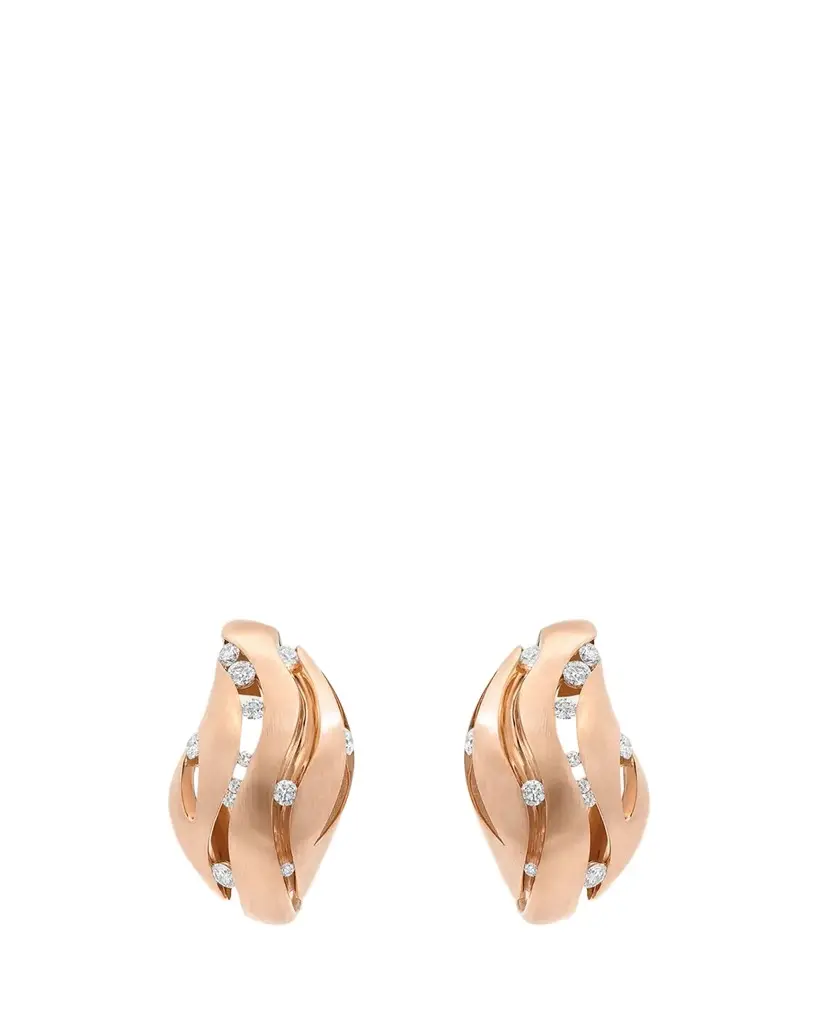 Moon 18K Rose Gold Diamond Drift Earrings