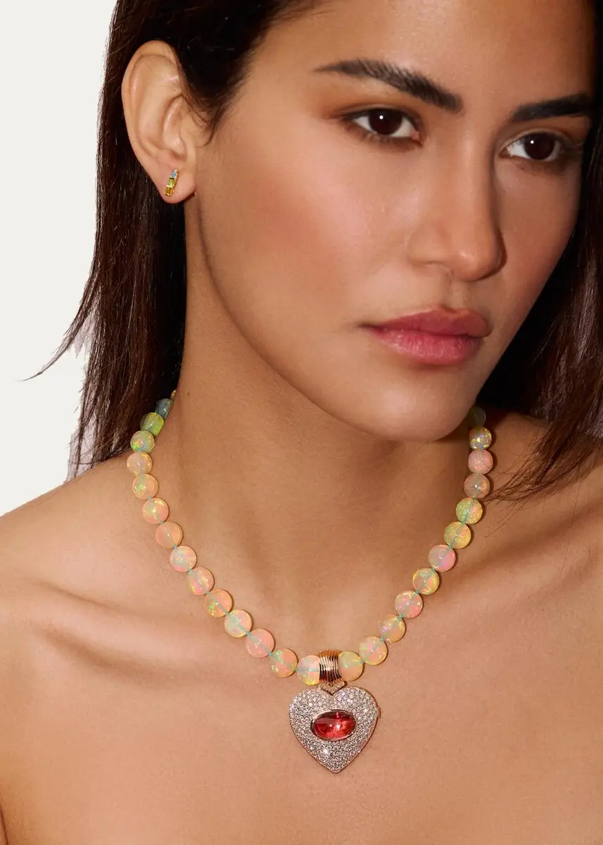 Emily P. Wheeler 18K Gold, 4.21 TCW Diamond & Opal Heart Necklace | Thumbnail 2 Emily P. Wheeler 18K Gold, 4.21 TCW Diamond & Opal Heart Necklace | Thumbnail 2