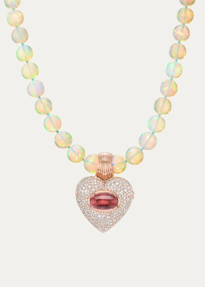 Emily P. Wheeler 18K Gold, 4.21 TCW Diamond & Opal Heart Necklace | Thumbnail 3 Emily P. Wheeler 18K Gold, 4.21 TCW Diamond & Opal Heart Necklace | Thumbnail 3