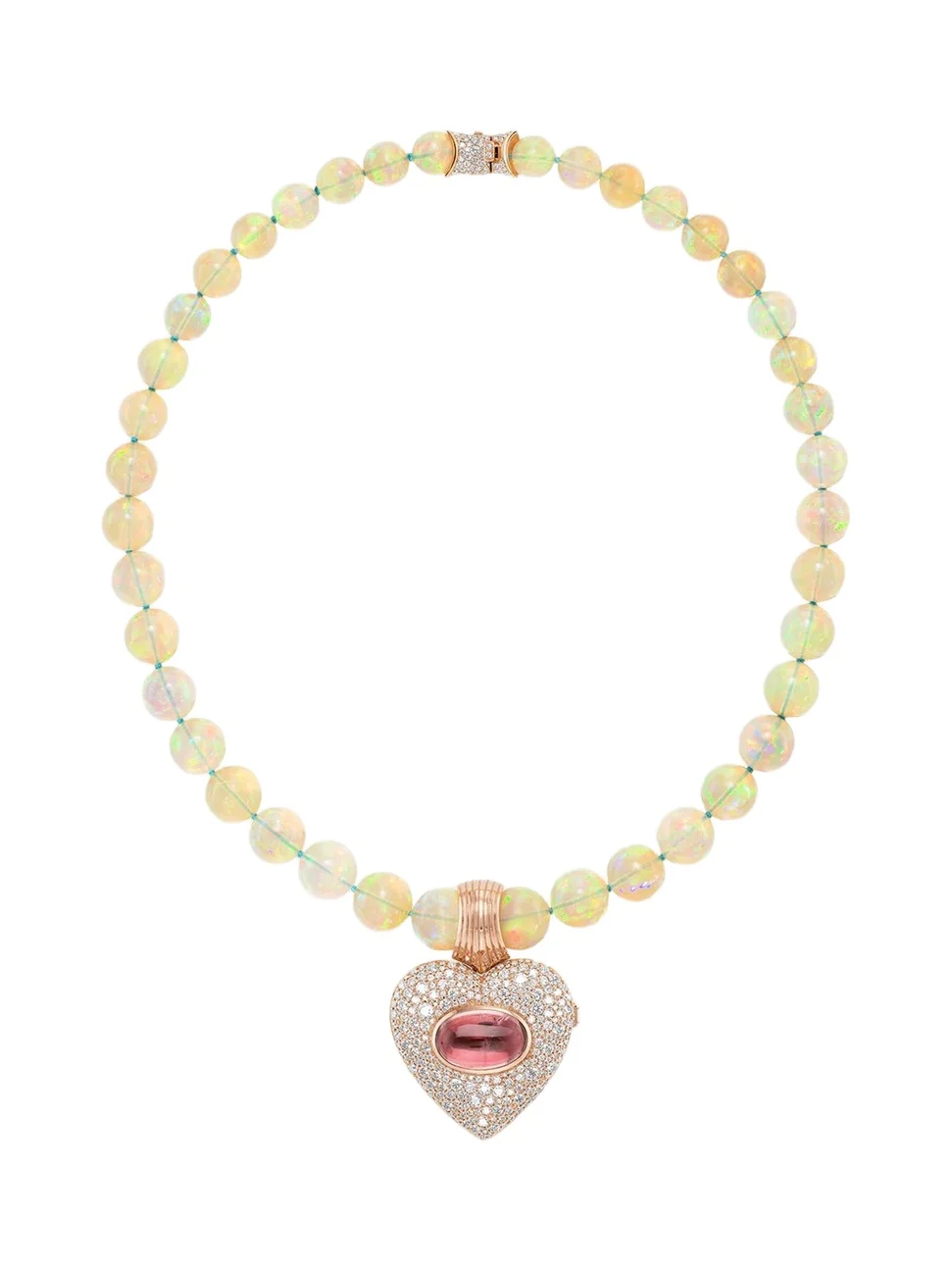 Emily P. Wheeler 18K Gold, 4.21 TCW Diamond & Opal Heart Necklace