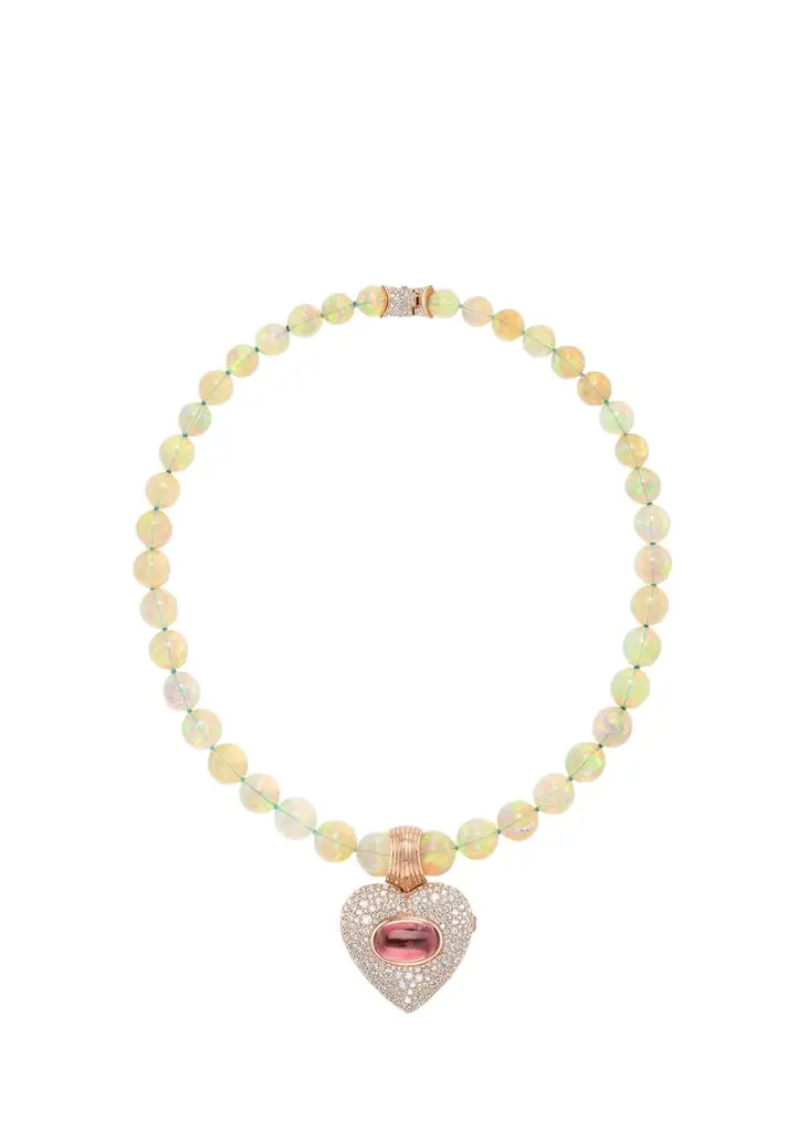 Emily P. Wheeler 18K Gold, 4.21 TCW Diamond & Opal Heart Necklace