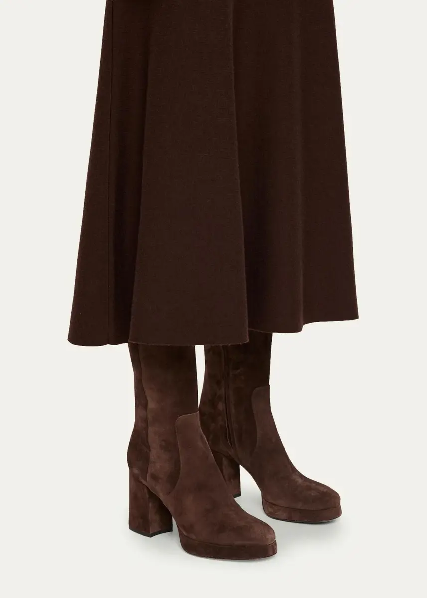 Valentino Garavani 90mm Fawcette Platform Suede Knee-High Boots | Thumbnail 2 Valentino Garavani 90mm Fawcette Platform Suede Knee-High Boots | Thumbnail 2