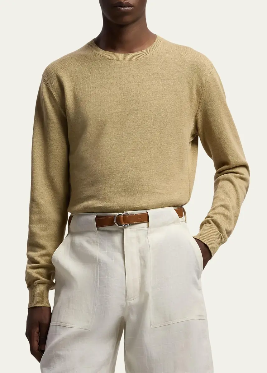 Ralph Lauren Purple Label Men's Linen-Blend Crewneck Sweater | Thumbnail 4 Ralph Lauren Purple Label Men's Linen-Blend Crewneck Sweater | Thumbnail 4