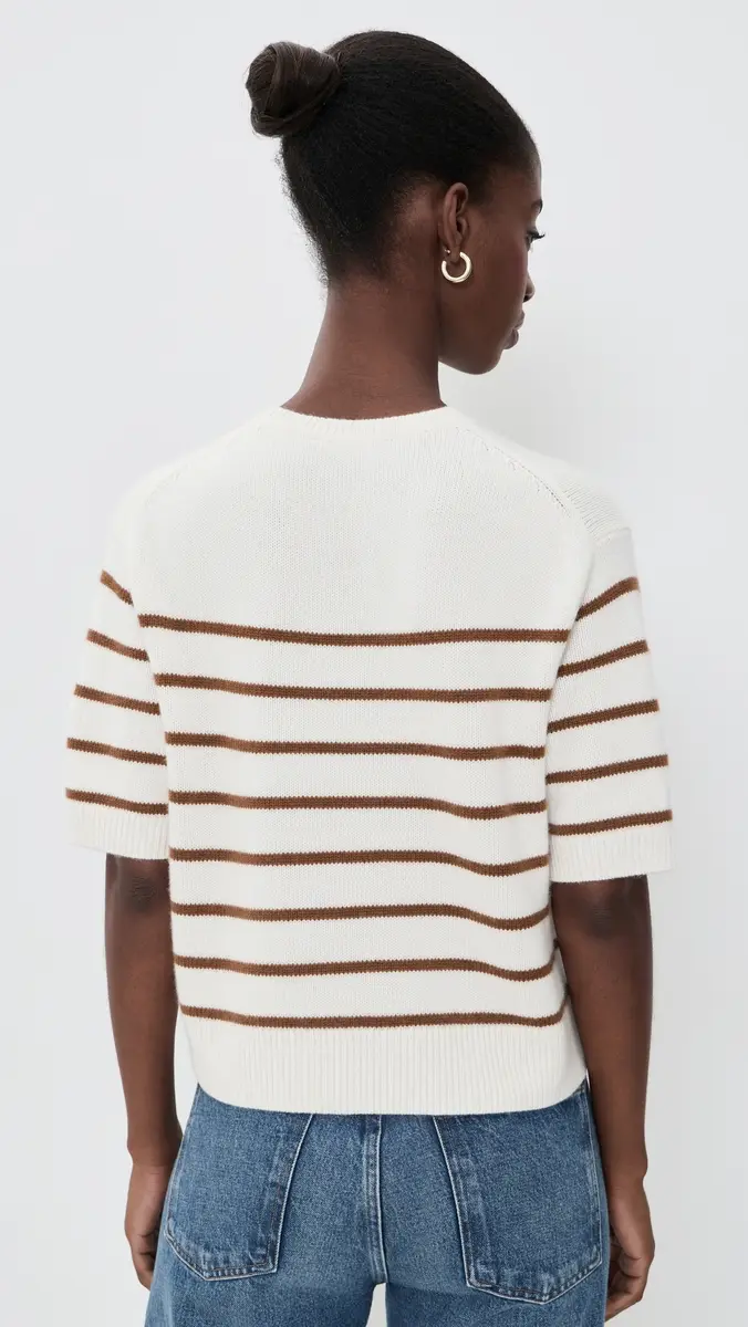 Theory Crop Stripe Cashmere Knit Tee | Thumbnail 3 Theory Crop Stripe Cashmere Knit Tee | Thumbnail 3
