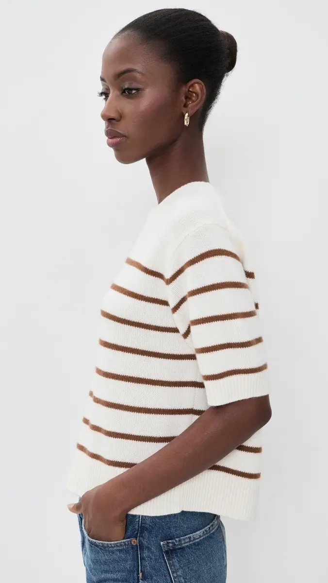 Theory Crop Stripe Cashmere Knit Tee | Thumbnail 4 Theory Crop Stripe Cashmere Knit Tee | Thumbnail 4
