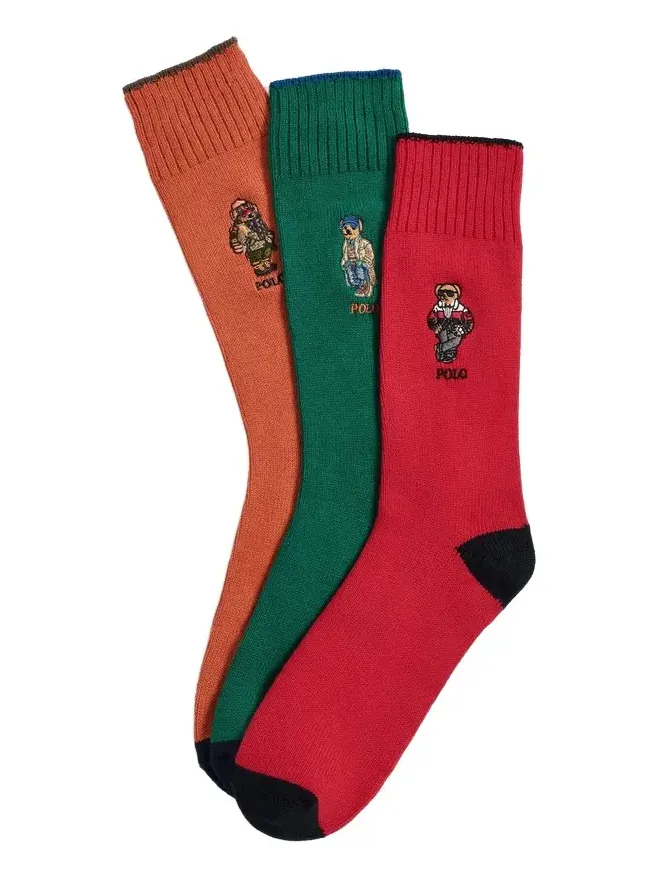 Seasonal Bear Socks 3-Pack Gift Box