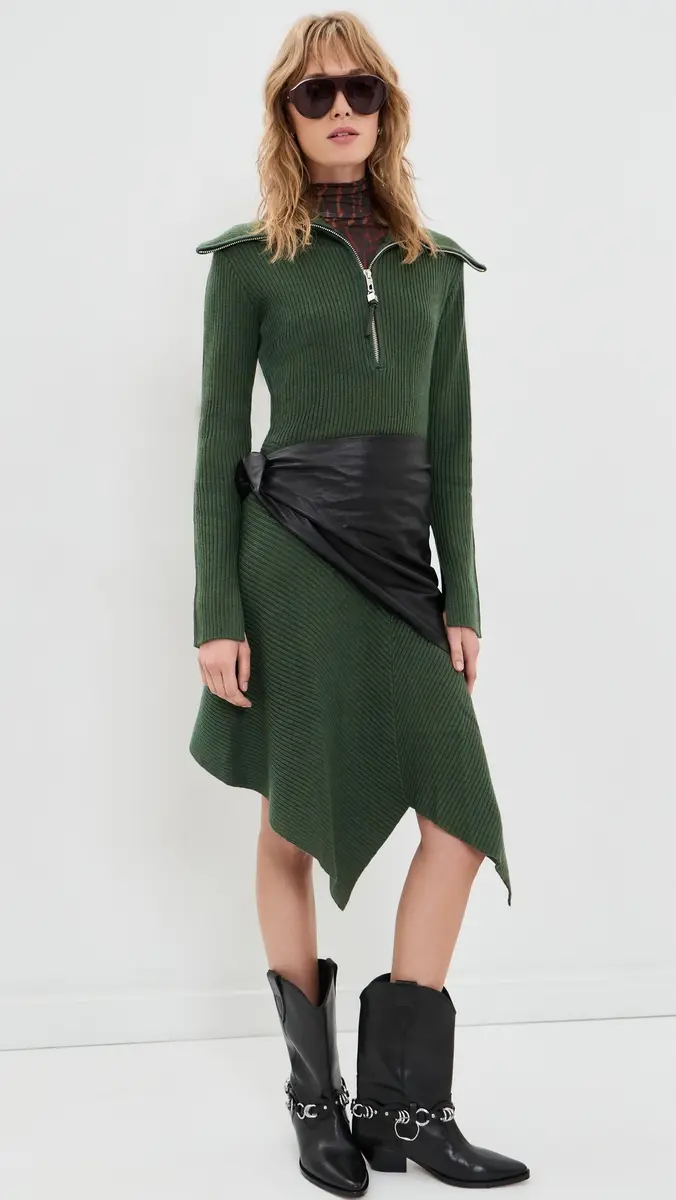 Ganni Ribbed Merino Zip Dress | Thumbnail 5 Ganni Ribbed Merino Zip Dress | Thumbnail 5