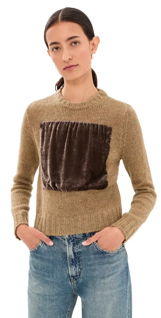 Velvet Patch Crew Sweater