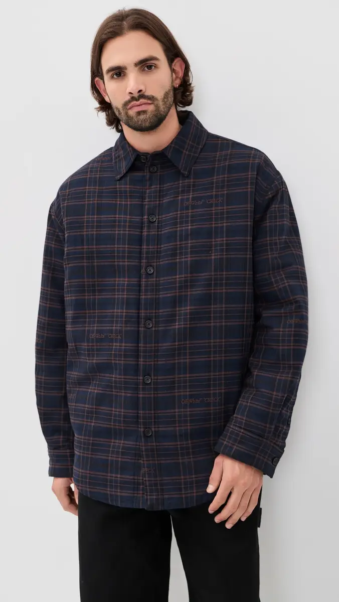 Off-White Check Flannel Padded Overshirt | Thumbnail 2 Off-White Check Flannel Padded Overshirt | Thumbnail 2