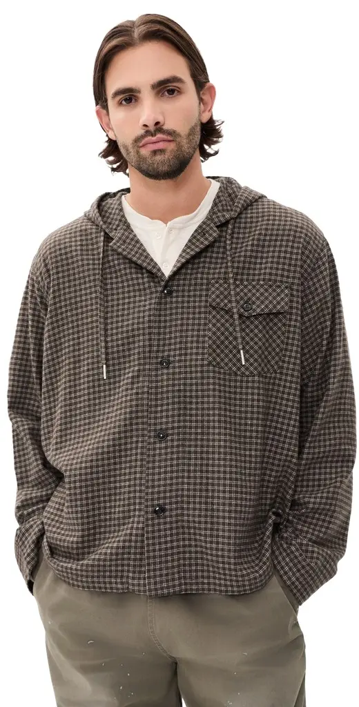 STOCKHOLM SURFBOARD CLUB Merle Check Hooded Shirt
