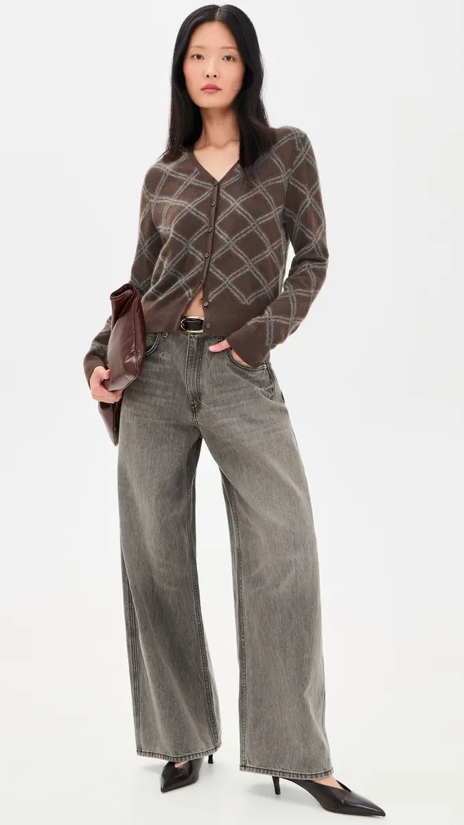 Vince Diamond Plaid V-Neck Cardigan | Thumbnail 5 Vince Diamond Plaid V-Neck Cardigan | Thumbnail 5