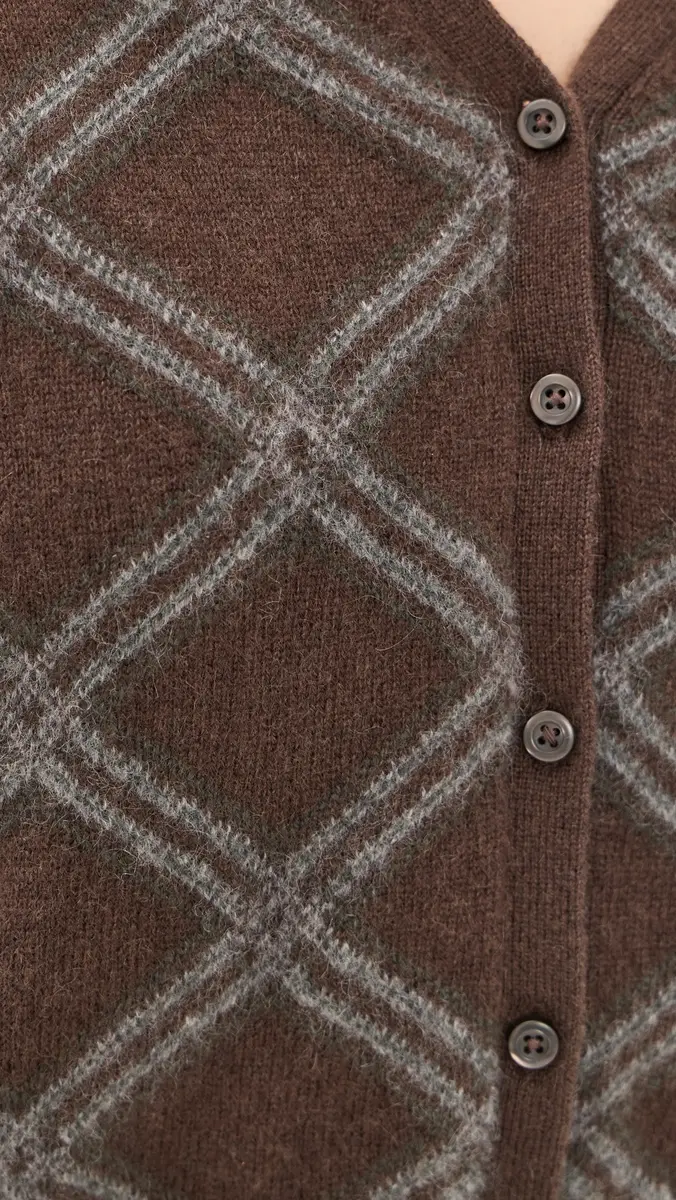 Vince Diamond Plaid V-Neck Cardigan | Thumbnail 6 Vince Diamond Plaid V-Neck Cardigan | Thumbnail 6