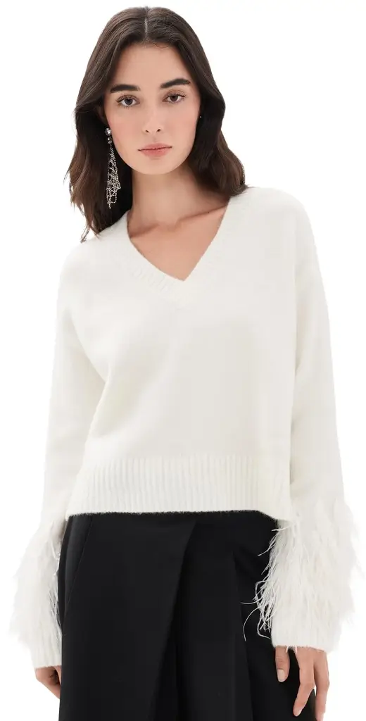 Cinq à Sept Brianne Feather V Neck Pullover