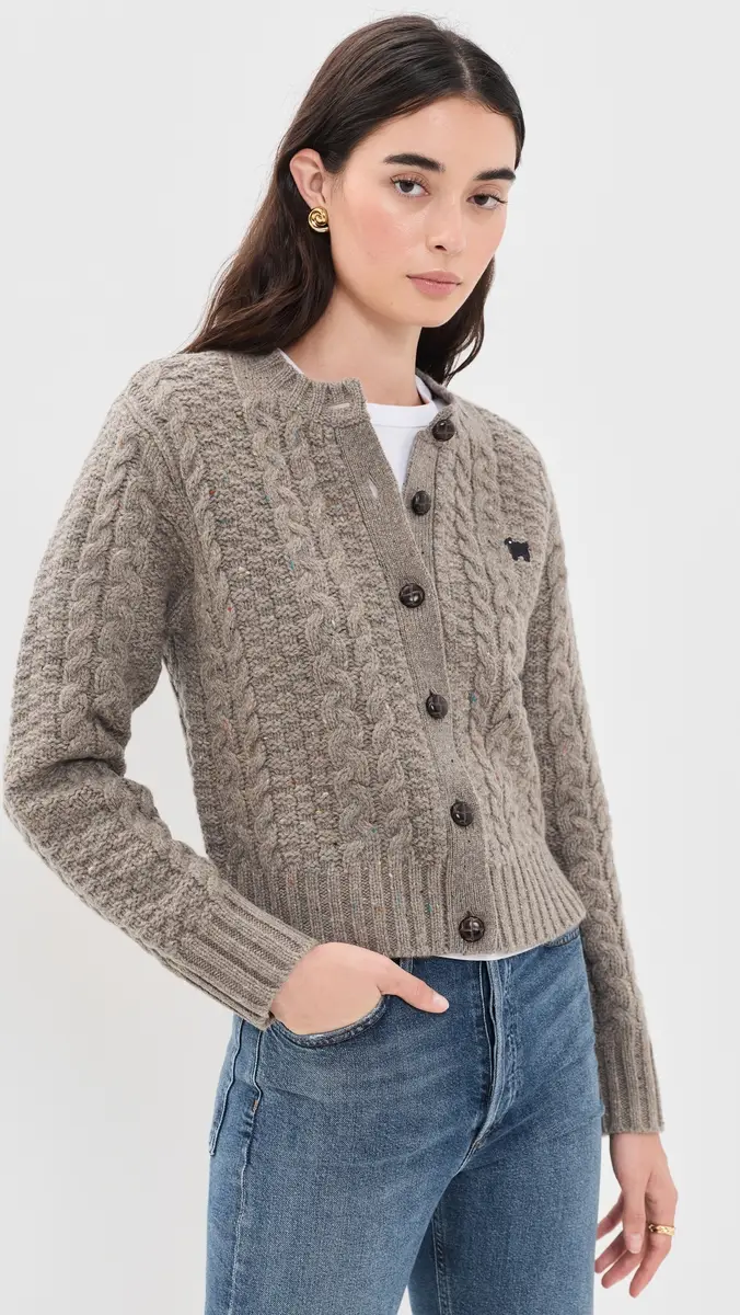 Rowing Blazers Sheep Donegal Chunky Cable Cardigan | Thumbnail 2 Rowing Blazers Sheep Donegal Chunky Cable Cardigan | Thumbnail 2