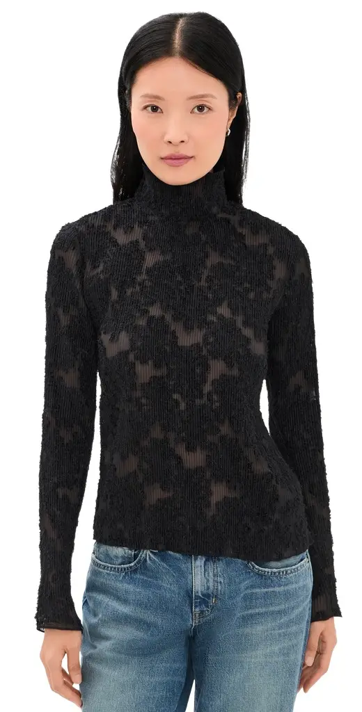 Ganni Pleated Fil Coupe Turtleneck