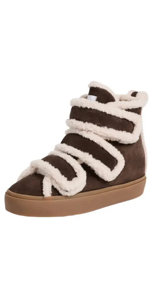 Inuikii Sherpa Velcro Wedge Ankle Boots