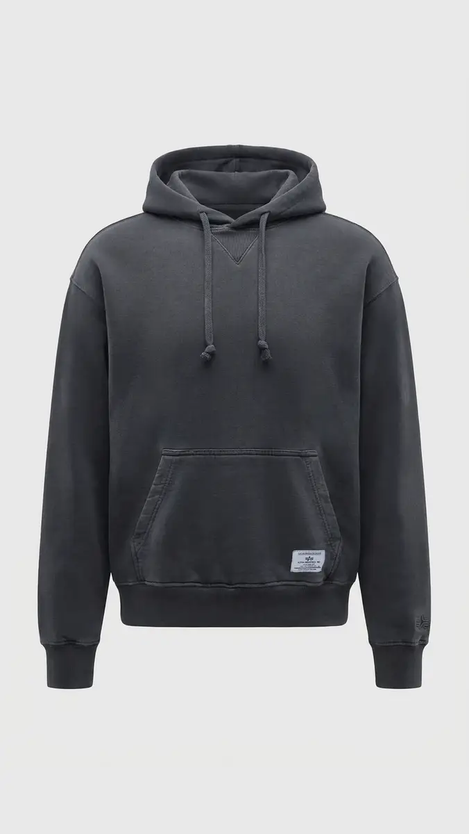 Alpha Industries Washed Essential Hoodie Relaxed Fit Sweatshirt | Thumbnail 2