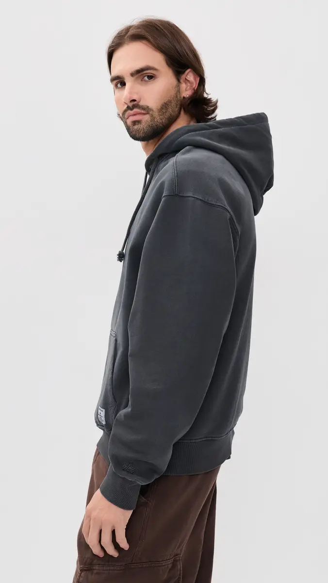 Alpha Industries Washed Essential Hoodie Relaxed Fit Sweatshirt | Thumbnail 5