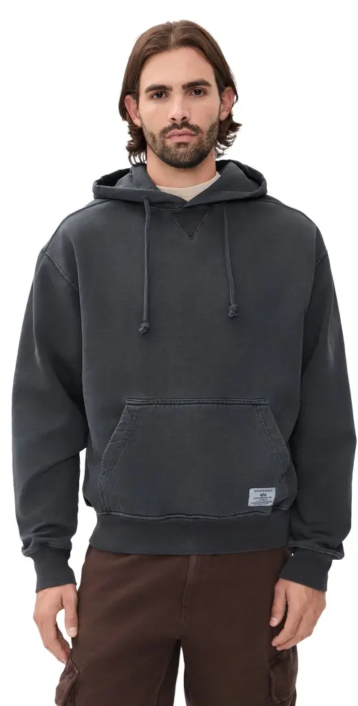 Alpha Industries Washed Essential Hoodie Relaxed Fit Sweatshirt
