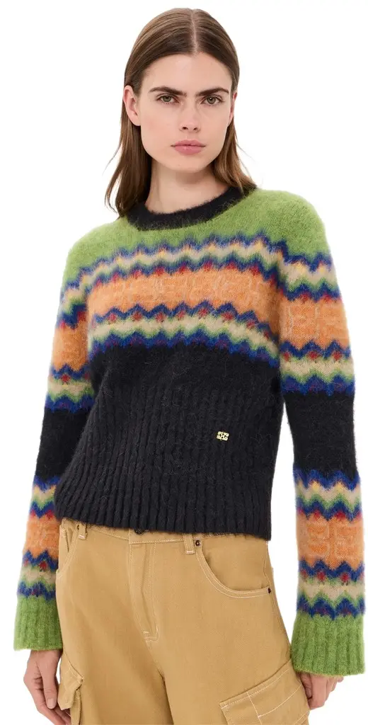 Ganni Brushed Alpaca Fair Isle Sweater