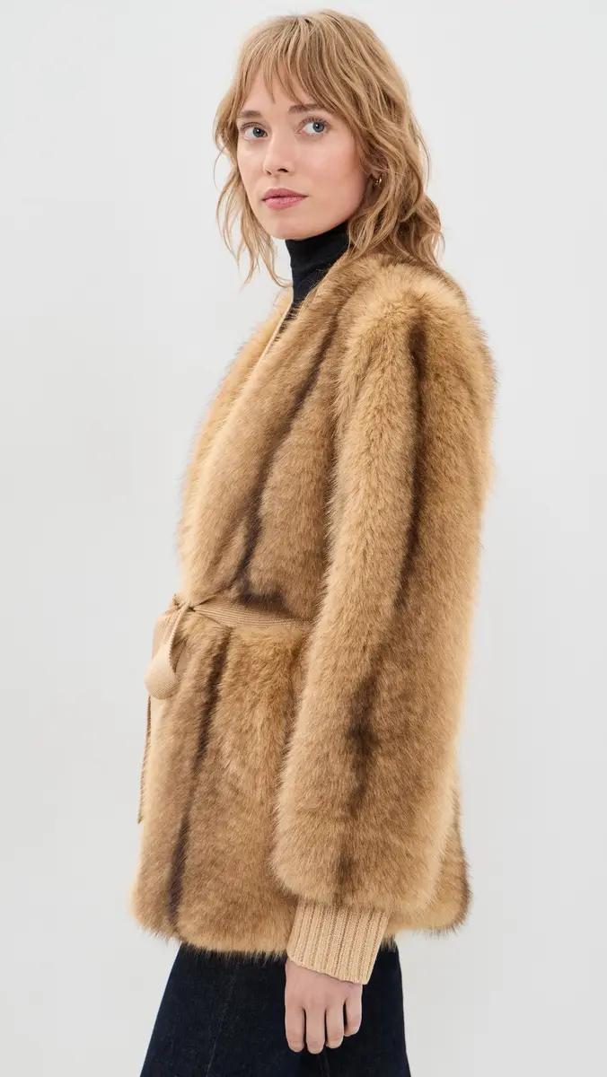 Generation Love Heloise Faux Fur Belted Wrap Jacket | Thumbnail 4