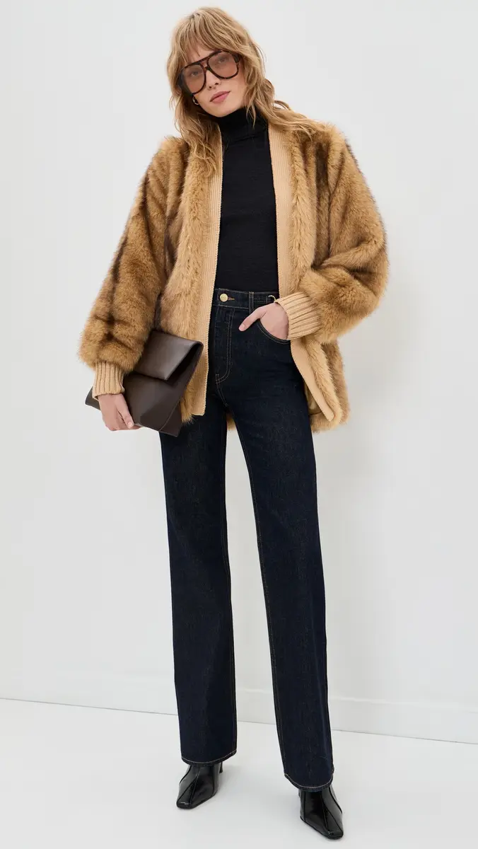 Generation Love Heloise Faux Fur Belted Wrap Jacket | Thumbnail 5