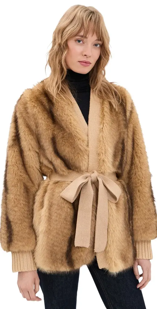 Heloise Faux Fur Belted Wrap Jacket Heloise Faux Fur Belted Wrap Jacket