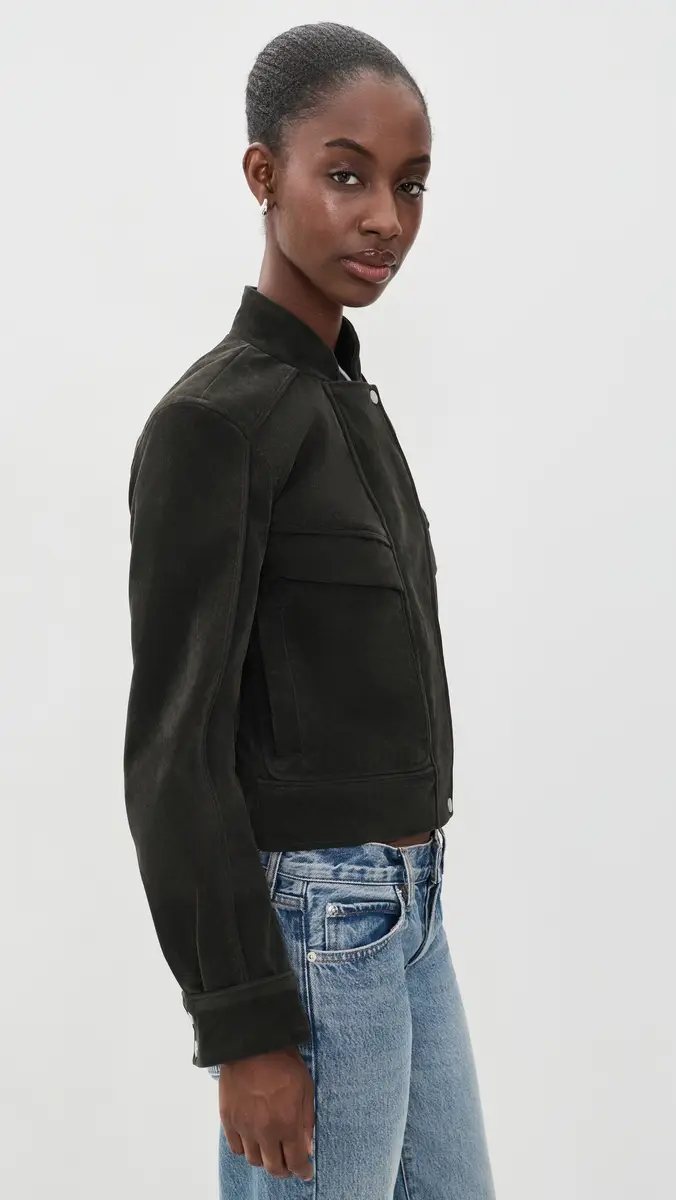 Avec Les Filles Asymmetrical Faux Suede Bomber Jacket | Thumbnail 4 Avec Les Filles Asymmetrical Faux Suede Bomber Jacket | Thumbnail 4