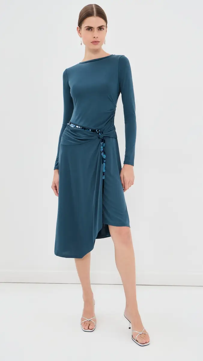 3.1 Phillip Lim Embellished Draped Jersey Midi Dress | Thumbnail 2 3.1 Phillip Lim Embellished Draped Jersey Midi Dress | Thumbnail 2