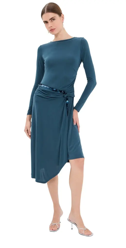 3.1 Phillip Lim Embellished Draped Jersey Midi Dress