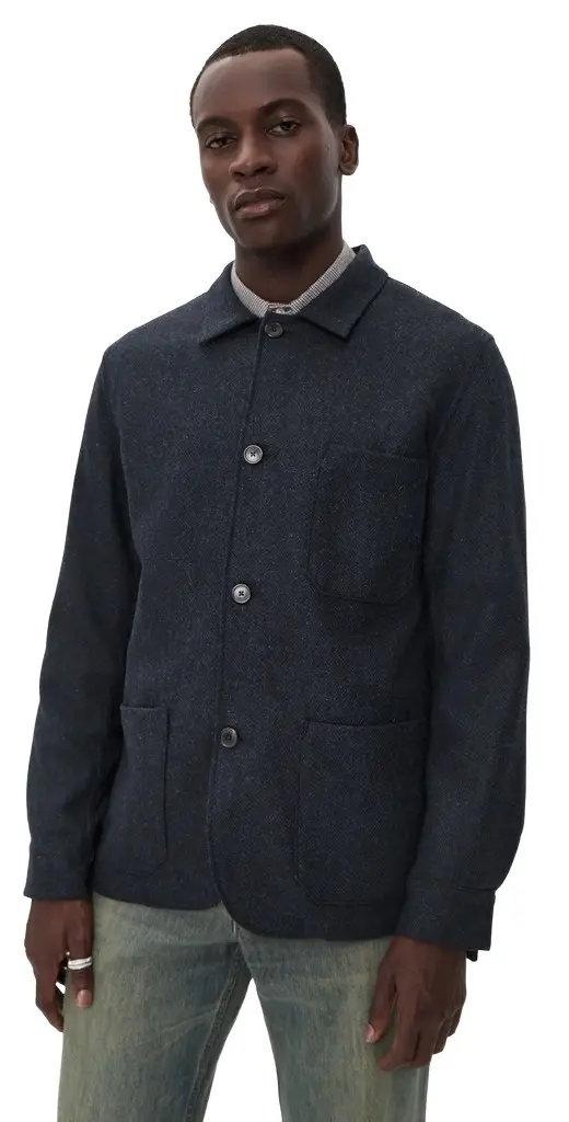 Portuguese Flannel Labura Herringbone Wool Shacket