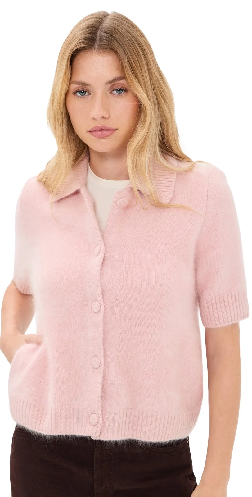 Jada Brushed Cashmere Short Sleeve Cardigan
