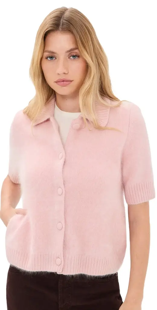 rag & bone Jada Brushed Cashmere Short Sleeve Cardigan