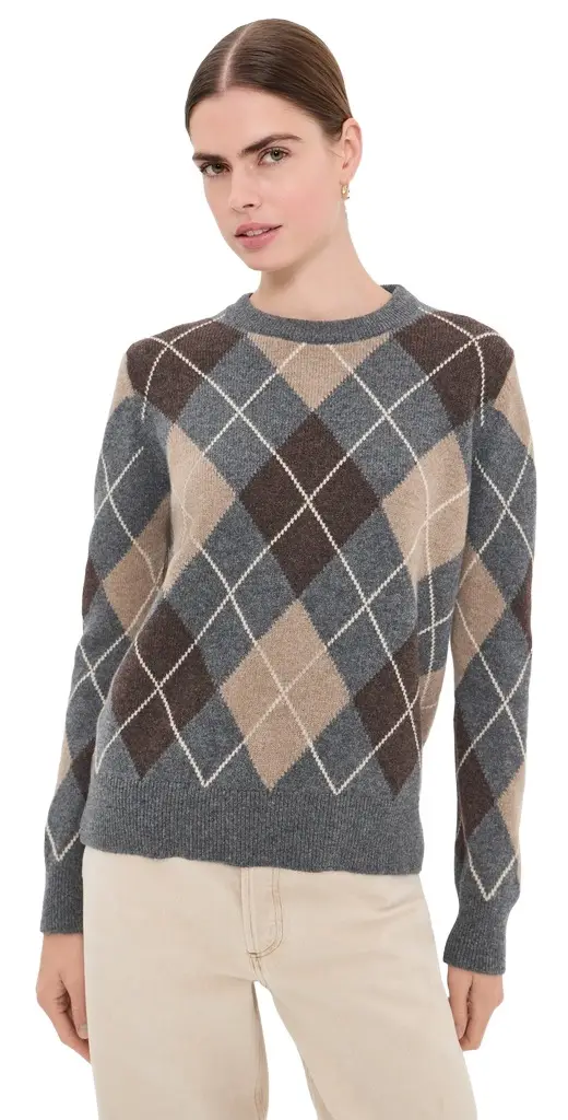 Daughter & The Ava Argyle Crew Neck Sweater
