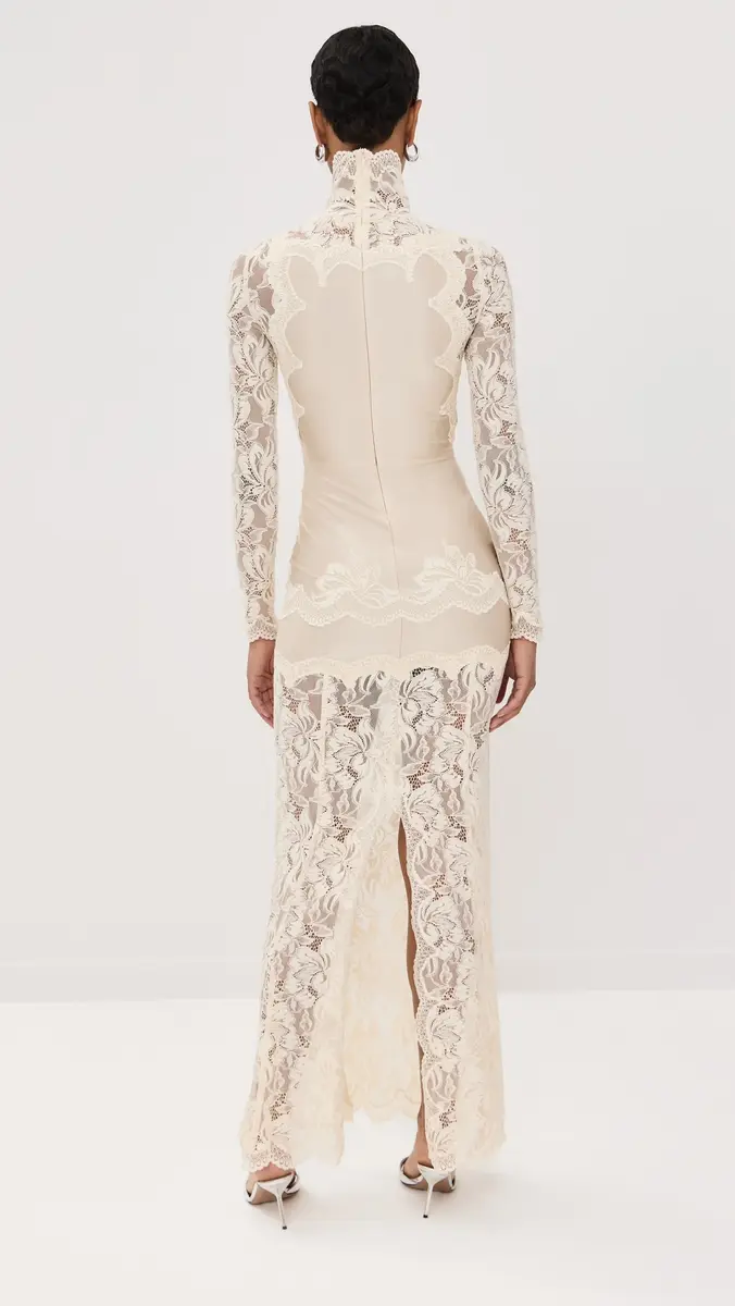 Rabanne Long Dress in Lace and Jersey | Thumbnail 3 Rabanne Long Dress in Lace and Jersey | Thumbnail 3
