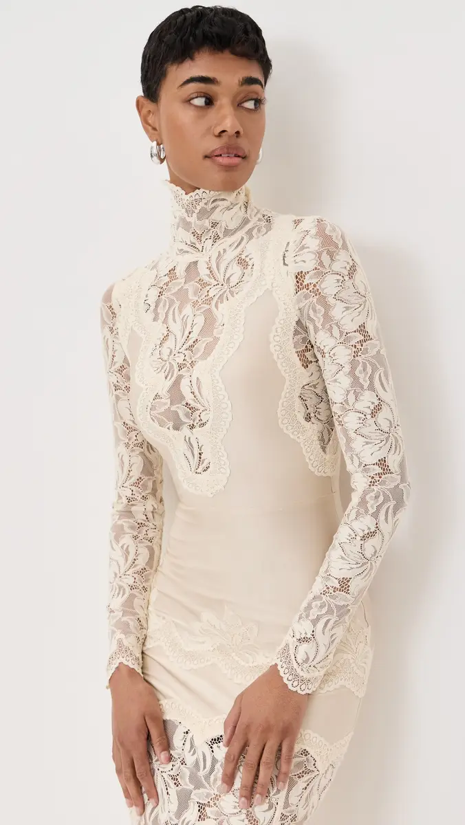 Rabanne Long Dress in Lace and Jersey | Thumbnail 5 Rabanne Long Dress in Lace and Jersey | Thumbnail 5