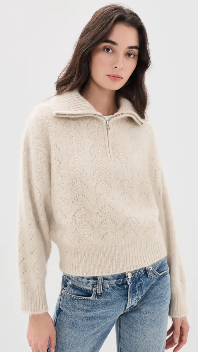Frame The Airy Metallic Zip Sweater | Thumbnail 2 Frame The Airy Metallic Zip Sweater | Thumbnail 2