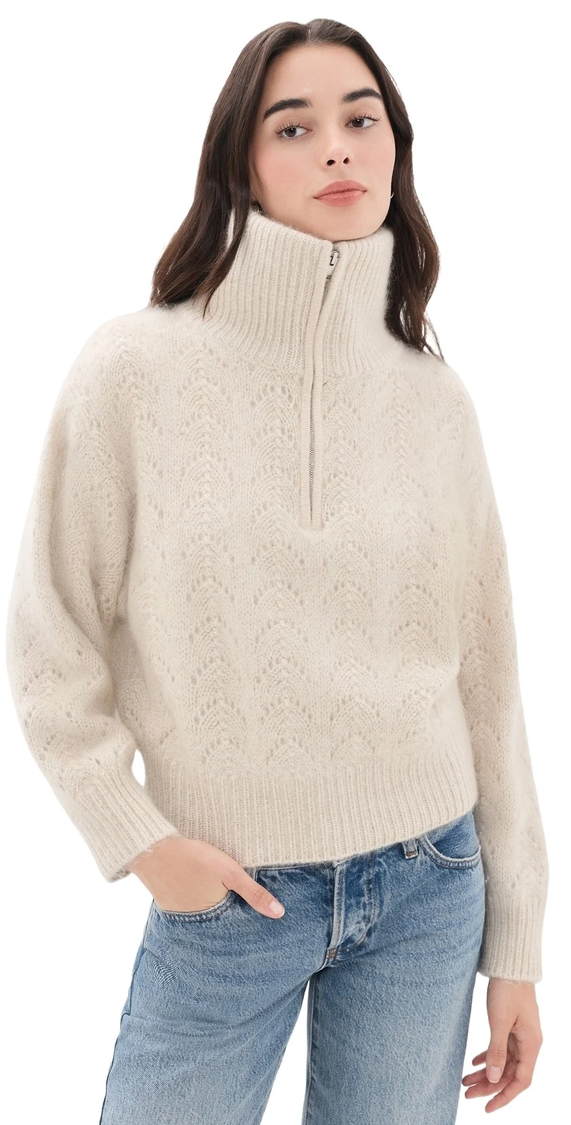 Frame The Airy Metallic Zip Sweater
