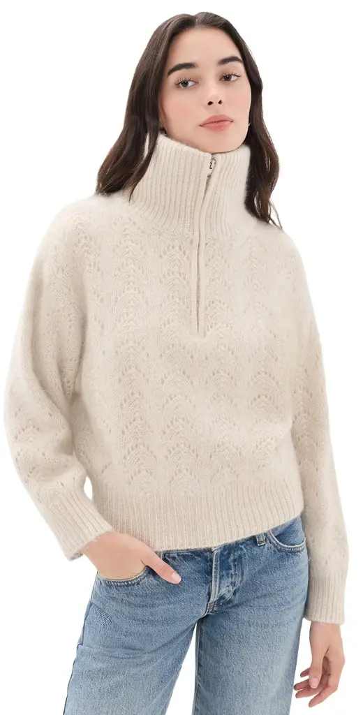 The Airy Metallic Zip Sweater