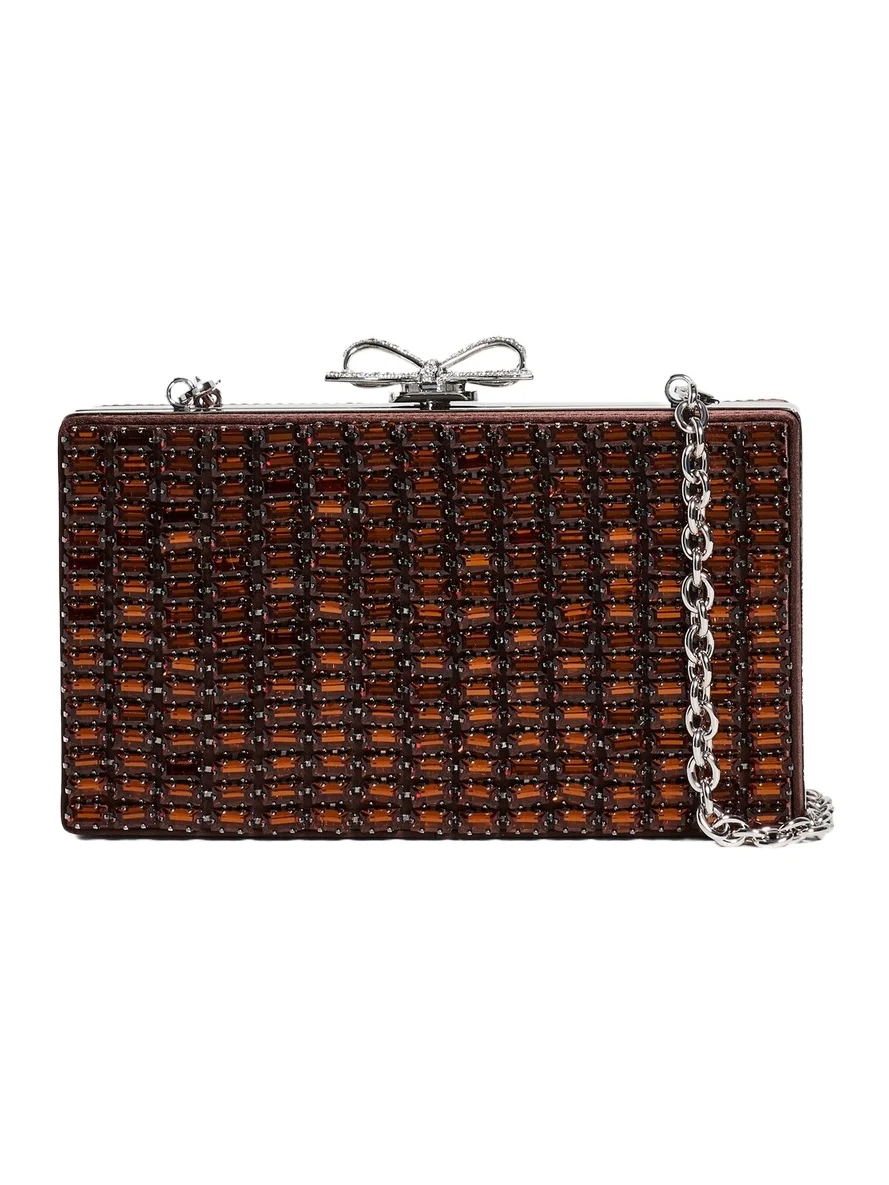 Self-Portrait Brown Chainmail Clutch Bag