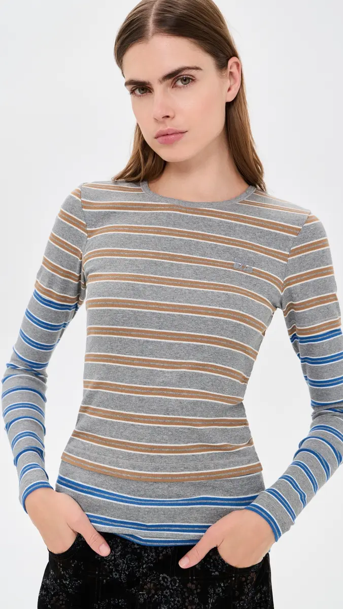 Ganni Soft Cotton Rib Long Sleeve Double Layer Tee | Thumbnail 3 Ganni Soft Cotton Rib Long Sleeve Double Layer Tee | Thumbnail 3