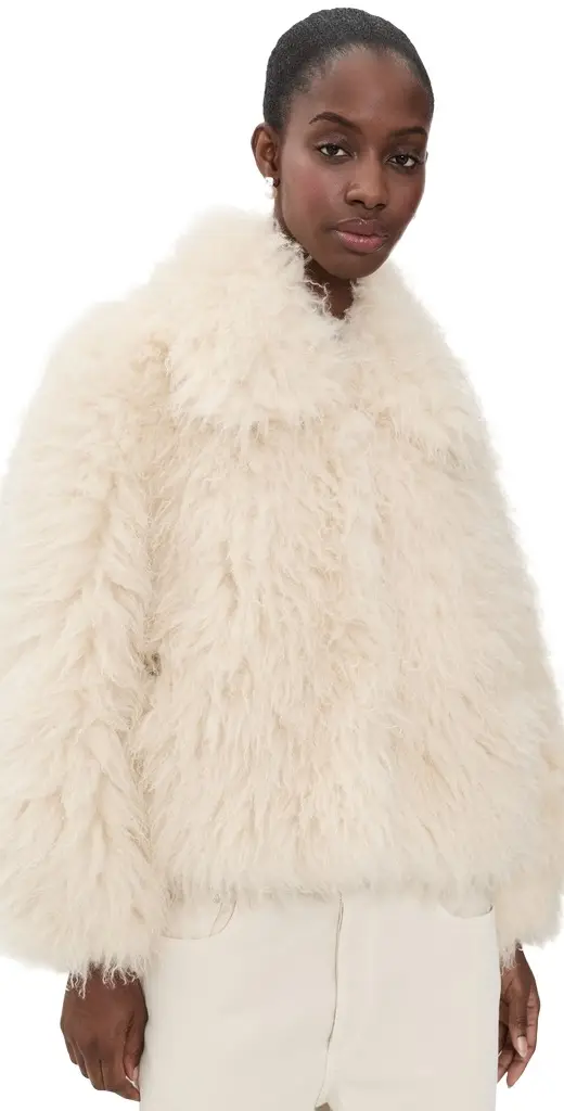 Cinq à Sept Curly Faux Shearling Geraldine Coat
