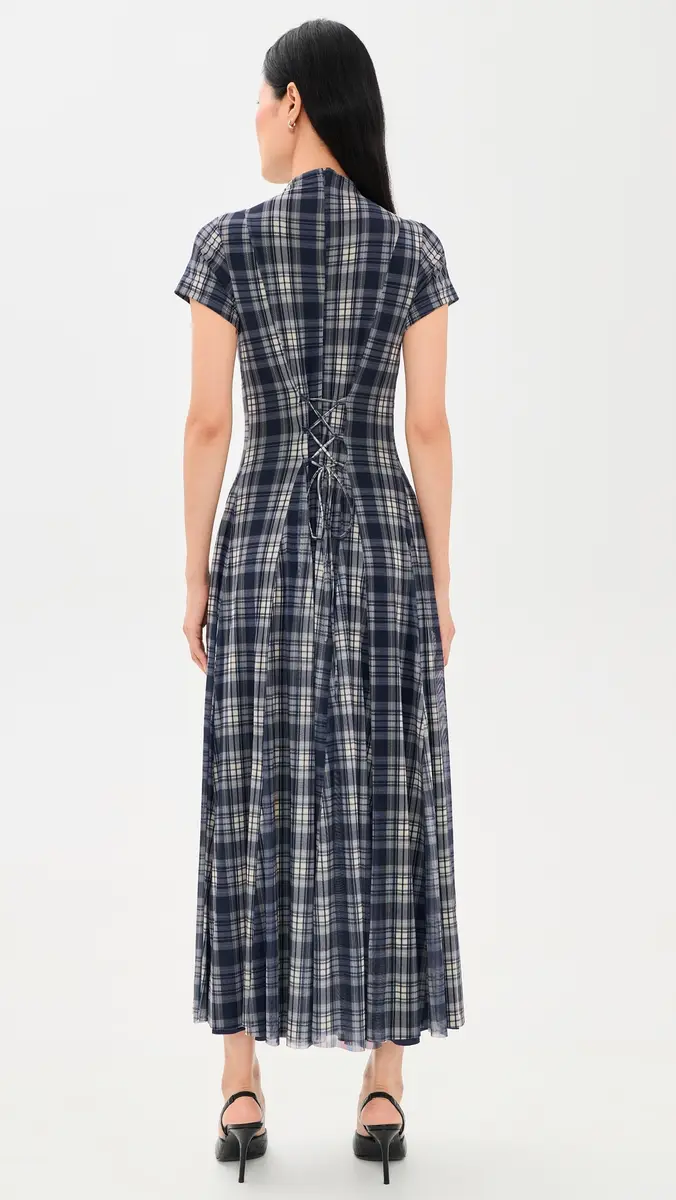 Another Girl Mesh Check Godet Maxi Dress | Thumbnail 3