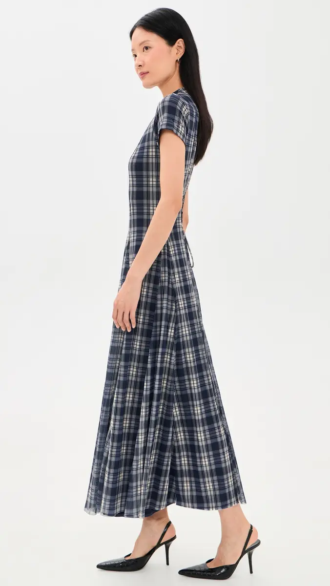 Another Girl Mesh Check Godet Maxi Dress | Thumbnail 4