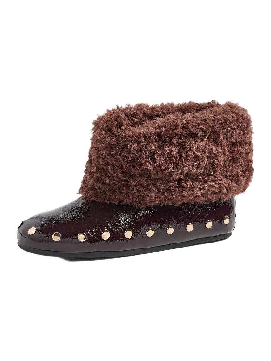 Ganni Jenny Low Deep Shine Sherpa Boots