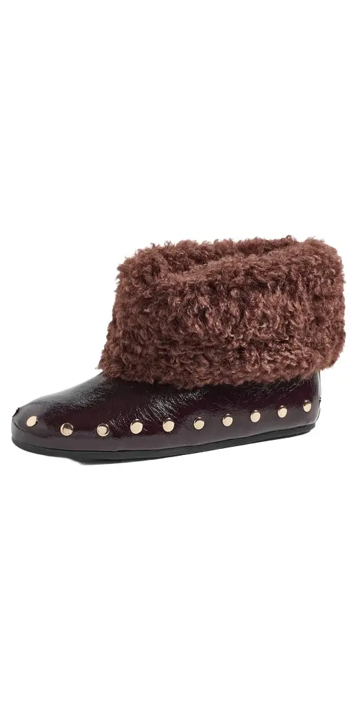 Ganni Jenny Low Deep Shine Sherpa Boots