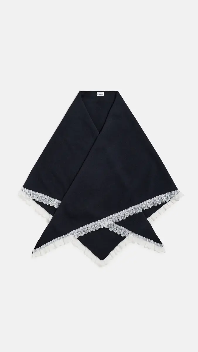 Ganni Wool Lace Triangular Scarf XXL | Thumbnail 2