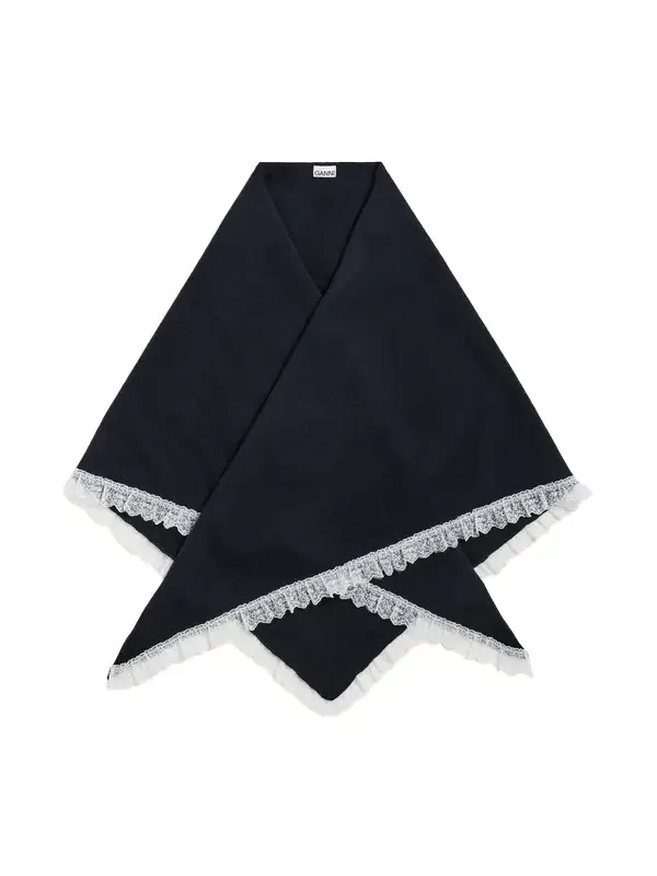 Wool Lace Triangular Scarf XXL