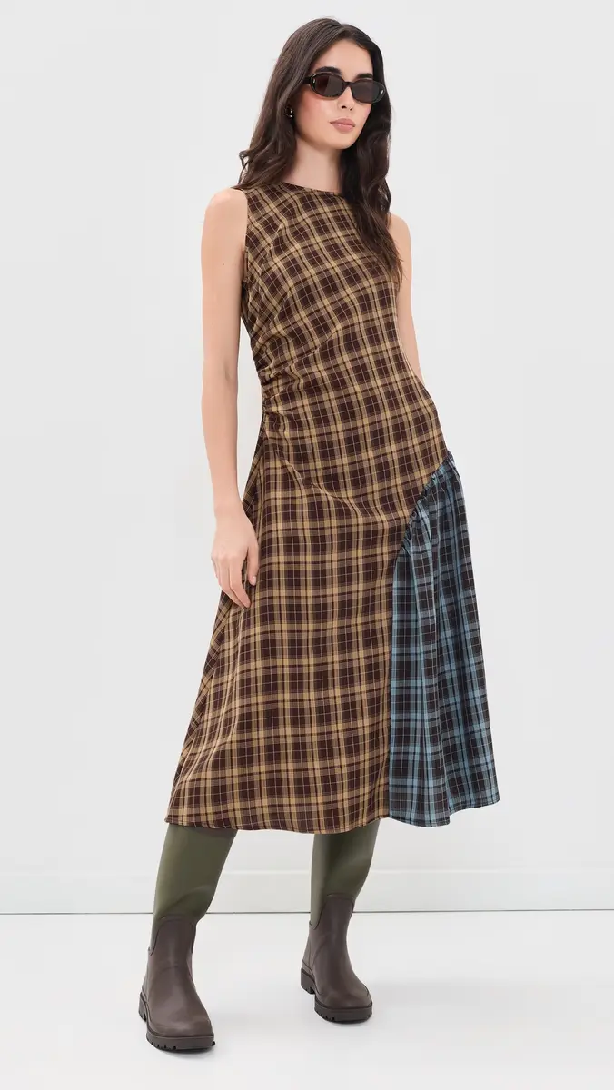 Another Girl Contrast Check Panel Midaxi Dress | Thumbnail 5 Another Girl Contrast Check Panel Midaxi Dress | Thumbnail 5