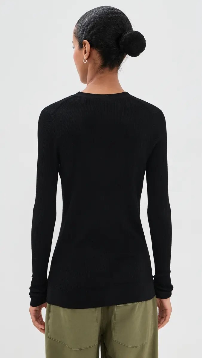 Tibi Feather Weight Ribbed V Neck Slim Cardigan | Thumbnail 3 Tibi Feather Weight Ribbed V Neck Slim Cardigan | Thumbnail 3
